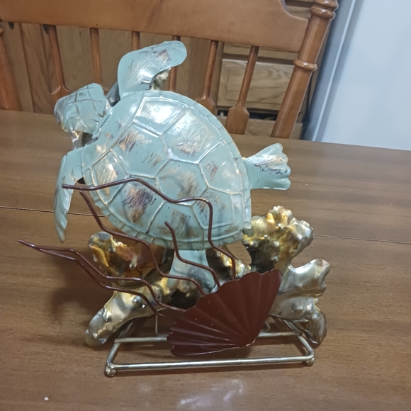 Turtle Sculpture Metal 3D Stand Alone Vintage Sea Turtle Decor Collectible - Picture 2 of 10